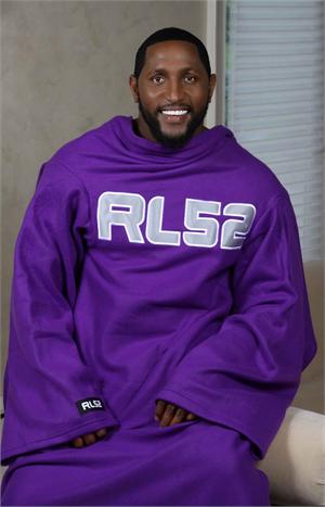 Ray Lewis in a Purple Snuggie